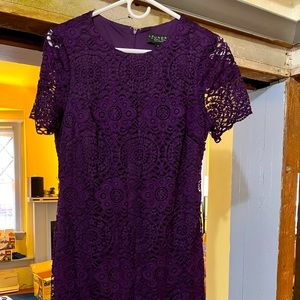 Laundry by Shelli Segal purple lace dress cap sleeve size 8